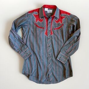 Vintage Kenny Rogers Western Collection Karman Pearl Snap Shirt L USA Cowboy